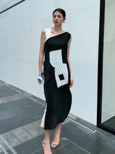 HEYFANCYSTYLE Women's Minimalist Pleated Dress Designer